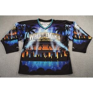 Chalk Line Wrestlemania Jersey Mens Medium Blue Long Sleeve Goes Hollywood Shirt